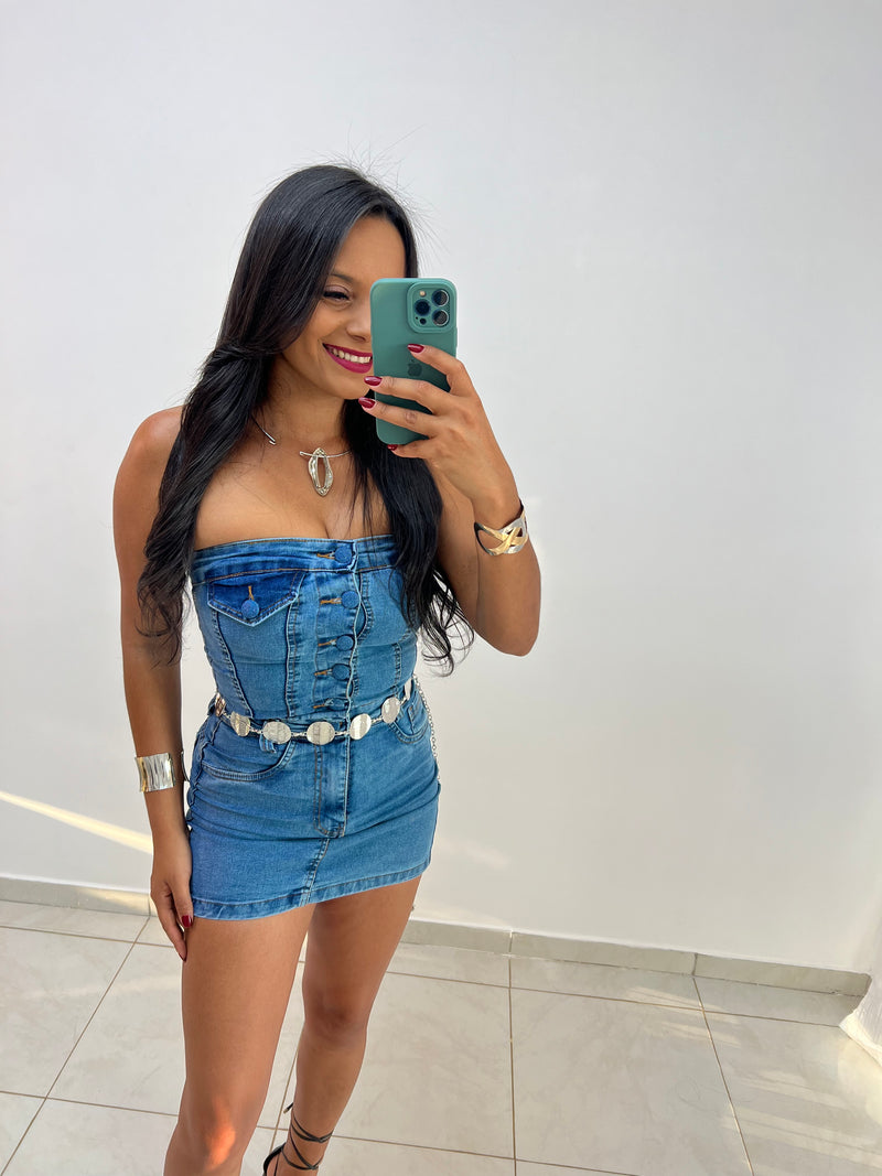 Jardineira jeans